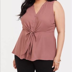 Torrid pink nude tie waist blouse